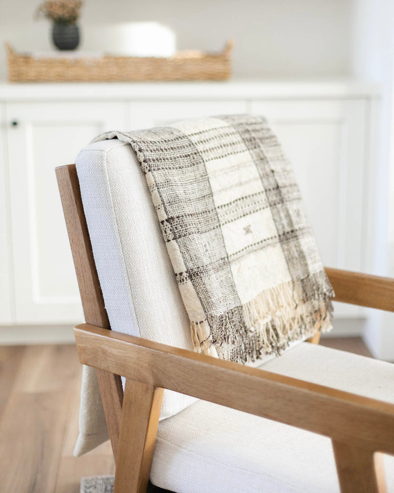 Brown & Ivory Indian Wool Throw Blanket