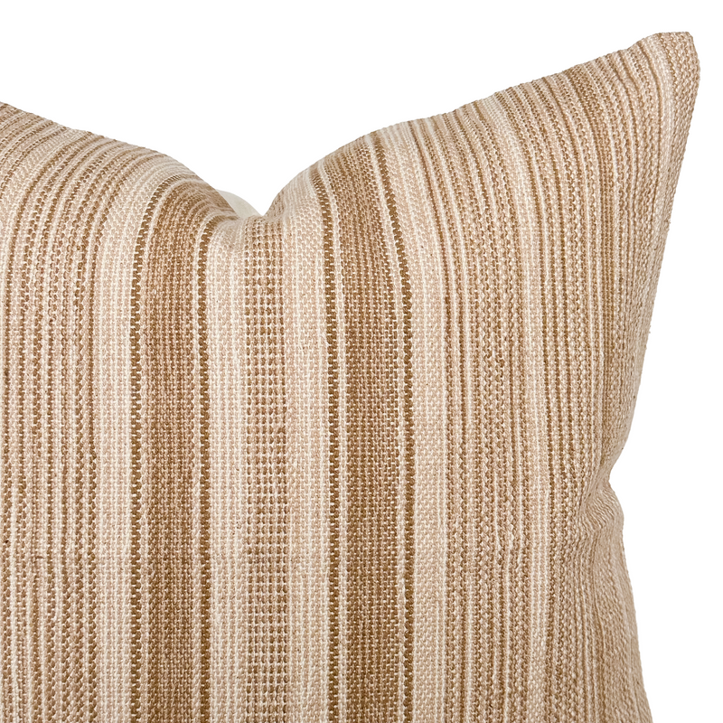 Marlow | Woven Tan Stripe Pillow Cover