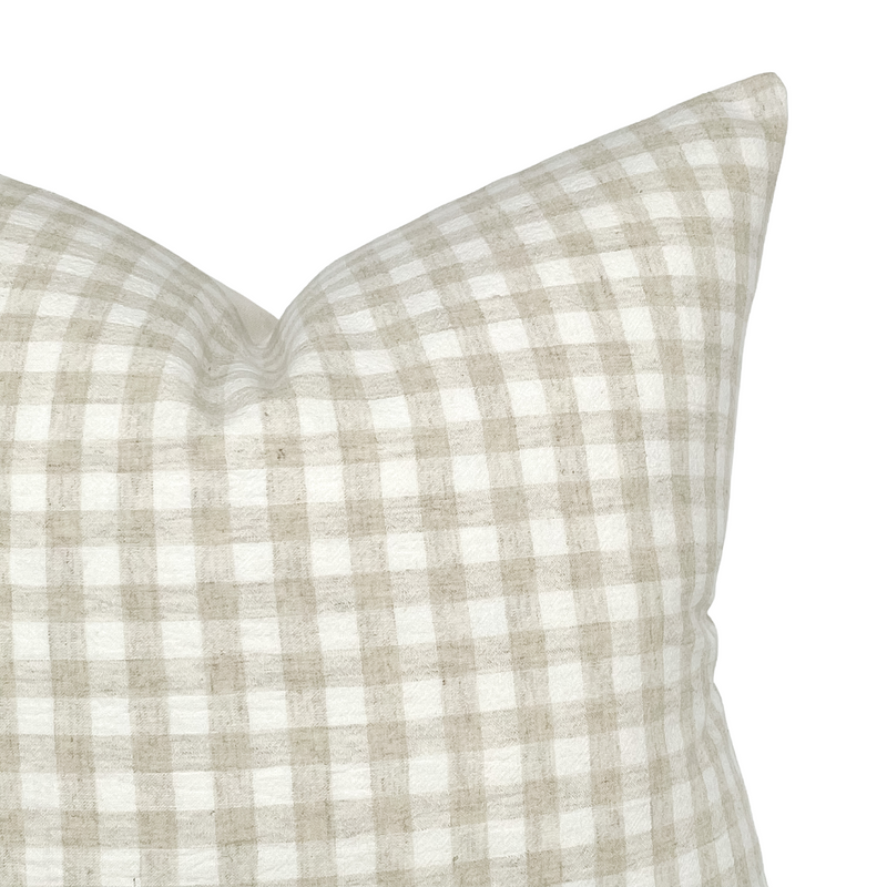 Roe | Ivory Tan Gingham Pillow Cover