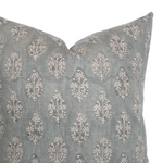 Silas | Muted Blue Floral Handblock Pillow Cover