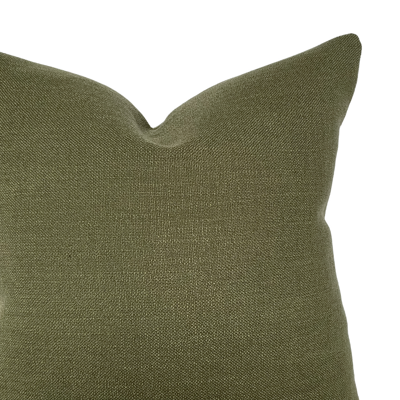 Wyatt Woven Moss Green Pillow Cover Linen James