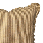 Striped pillow with ruffled edge on a white background