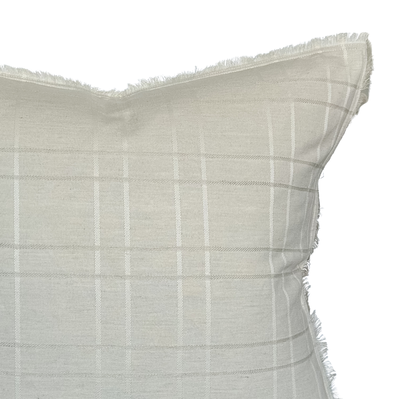 Teddy | Woven Cream Plaid Linen Pillow Cover