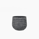 Ridged Black Cement Cachepot