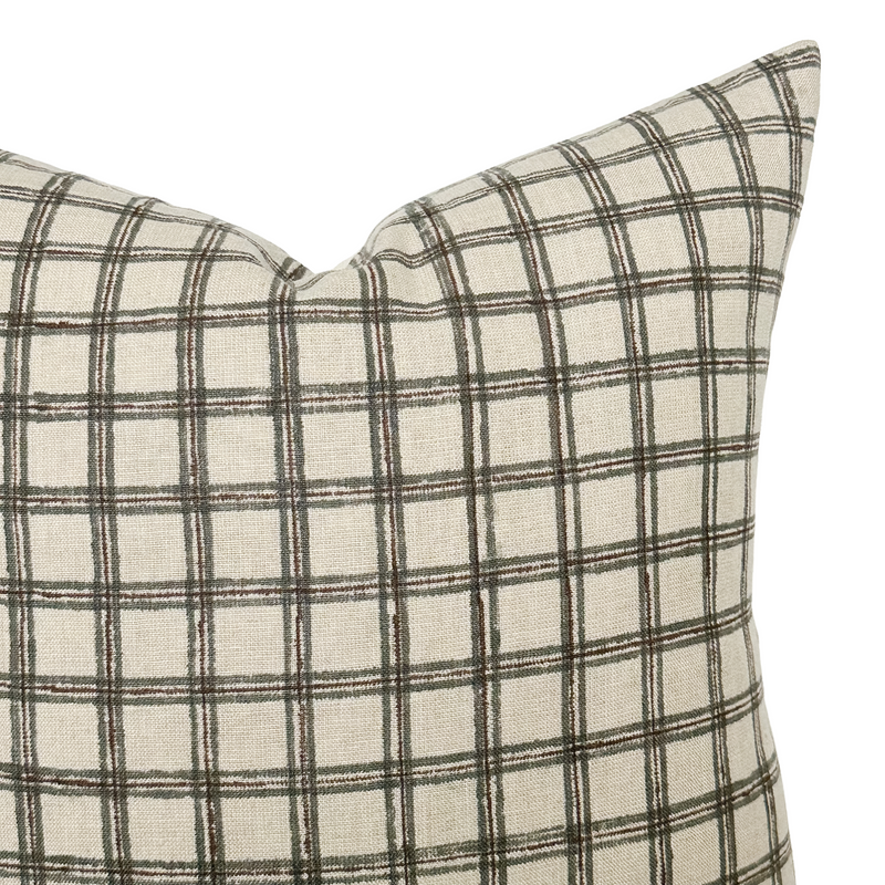 Beck | Blue Brown Plaid Pillow Cover