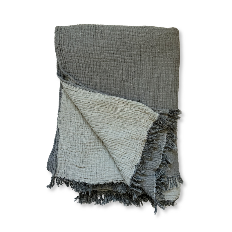 Charcoal Gray Muslin Throw Blanket