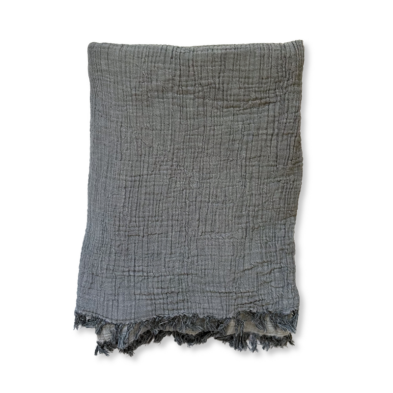 Charcoal Gray Muslin Throw Blanket