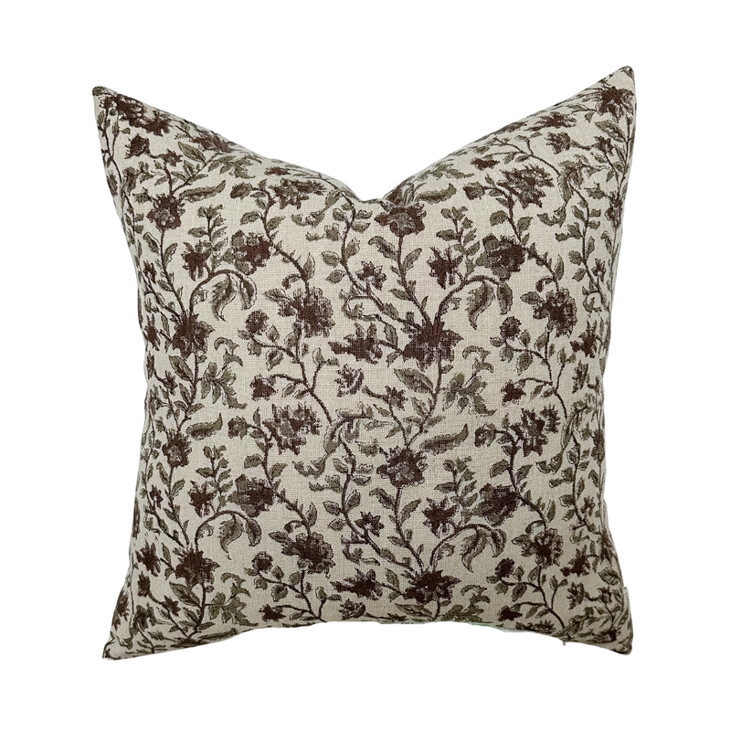 Bridgitt | Deep Rose & Sage Floral Pillow Cover