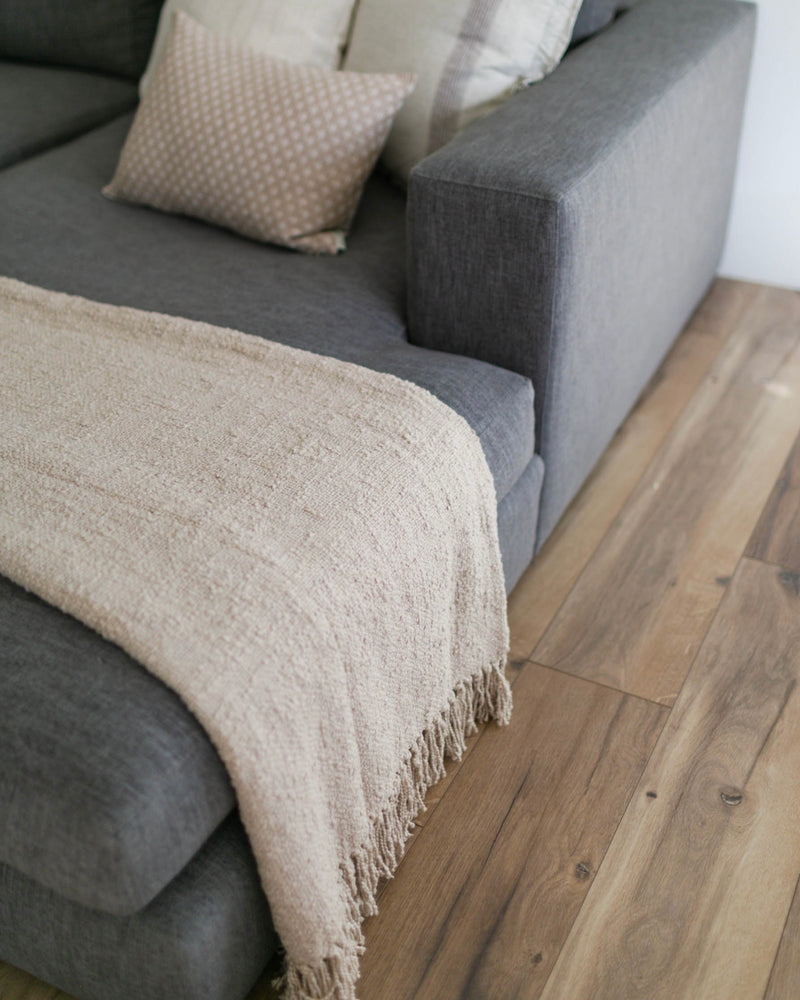Natural Cotton Boucle Throw Blanket