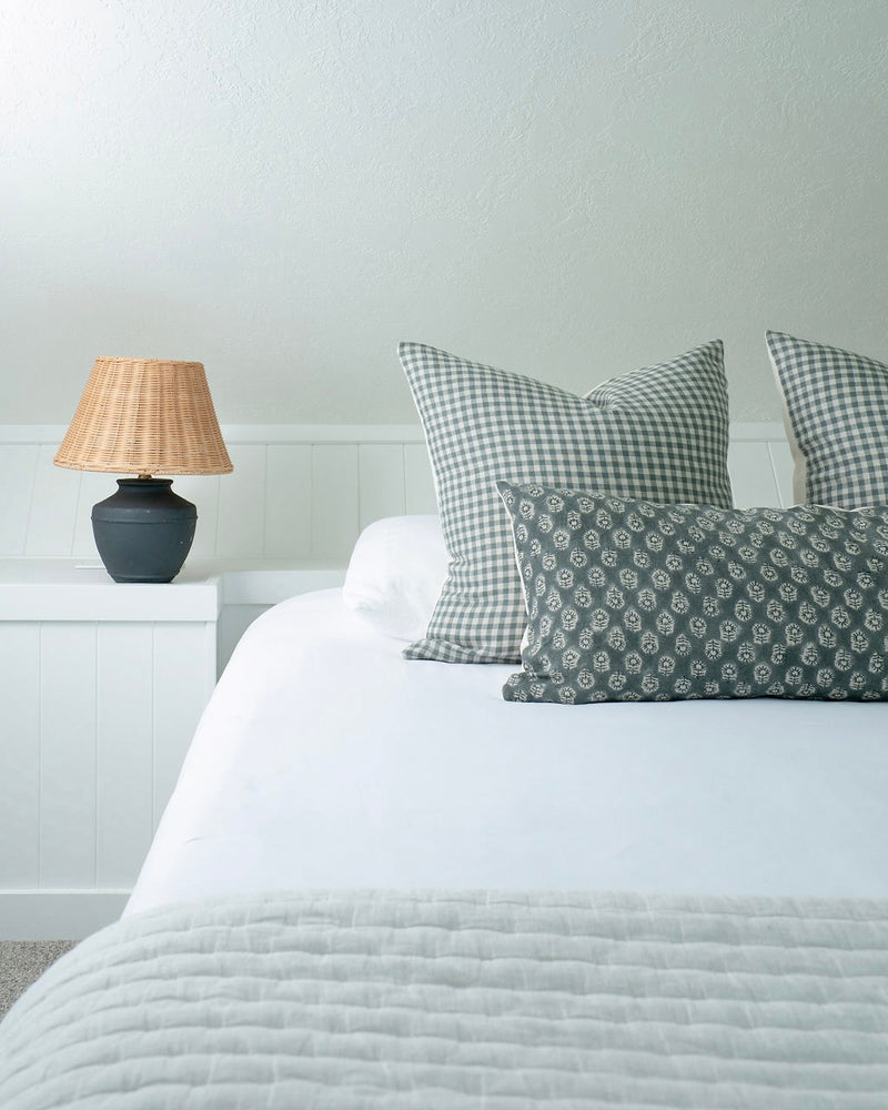 Quincy | Sage Green Linen Gingham Pillow Cover
