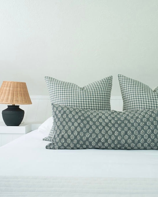 Bailey | Navy Blue Floral Handblock Pillow Cover