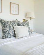 Lauren | Dusty Blue Floral Handblock Pillow Cover