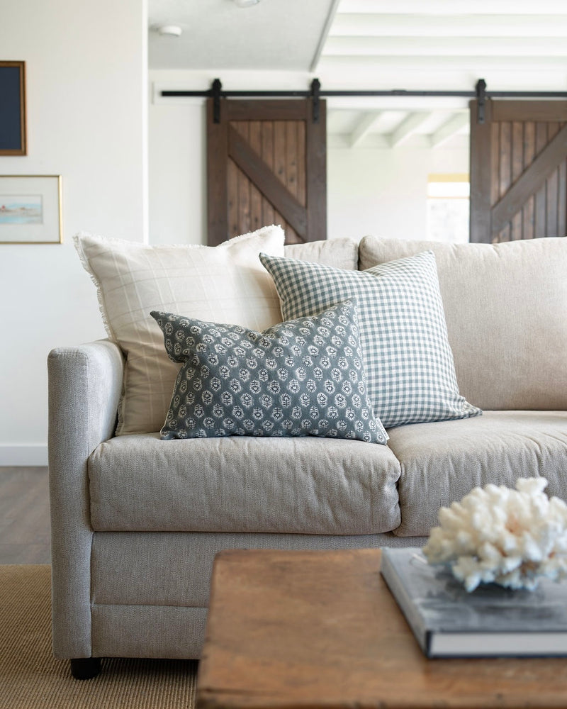 Quincy | Sage Green Linen Gingham Pillow Cover