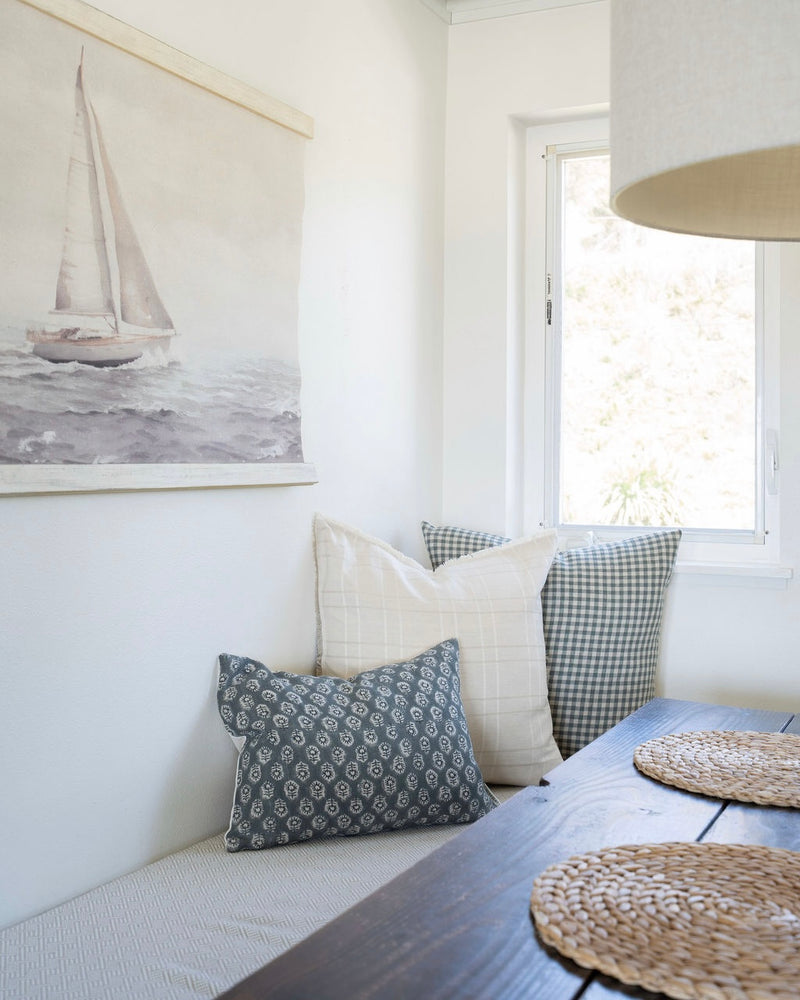 Teddy | Woven Cream Plaid Linen Pillow Cover