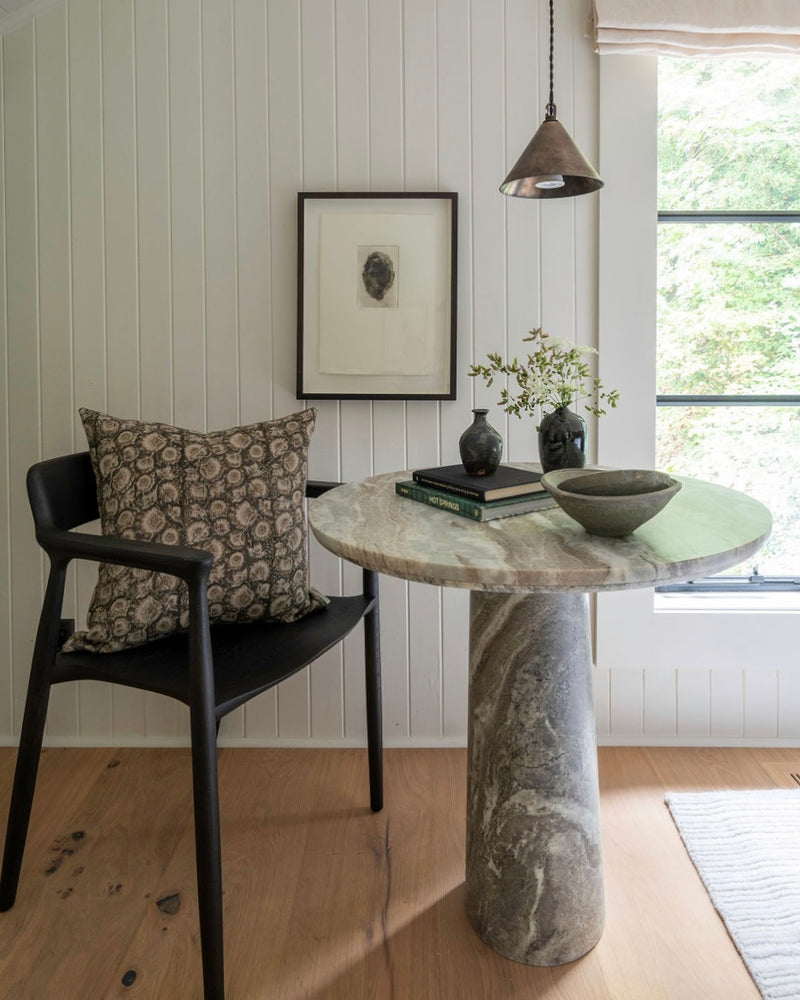 Jordan | Charcoal Tan Floral Handblock Pillow Cover