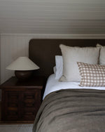 Evan | Soft Brown Gingham Handblock Pillow Cover
