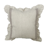 Elena | Soft Brown Stripe Ruffle Pillow Cover