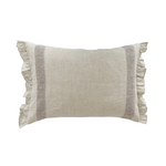 Elena | Soft Brown Stripe Ruffle Pillow Cover