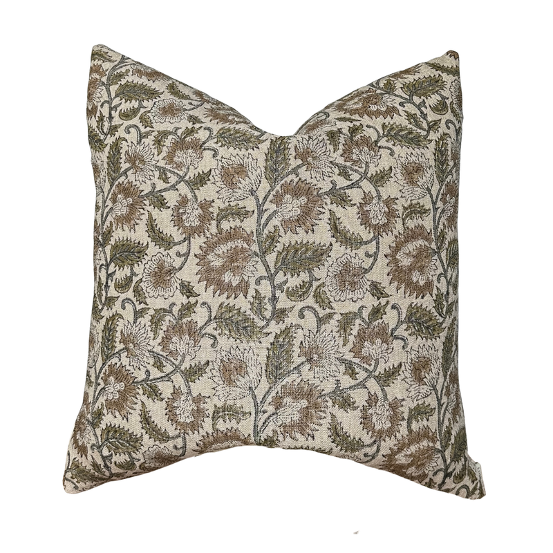 Decorative pillow with floral pattern on a white background