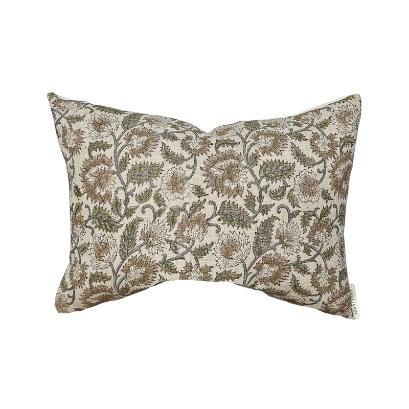 Decorative pillow with floral pattern on a white background
