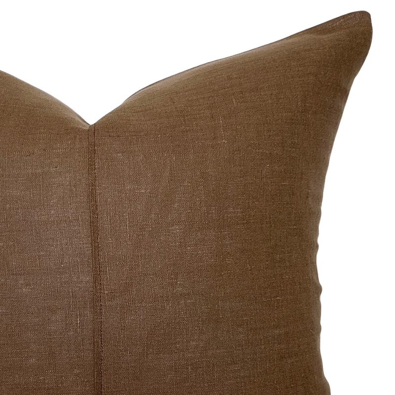 Heath | Rich Brown Linen Pillow Cover