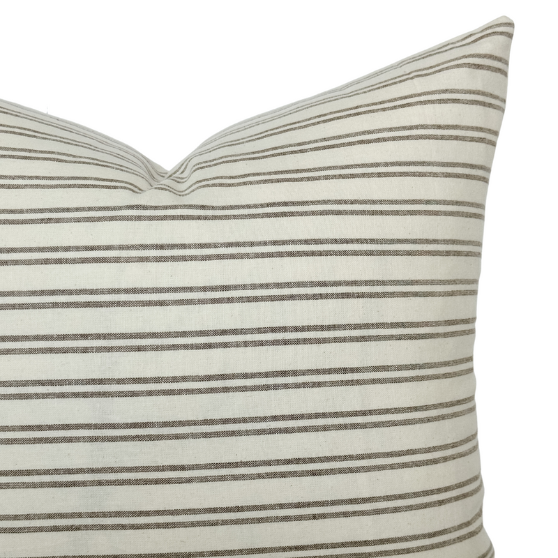 Hewitt | Ivory Brown Stripe Pillow Cover