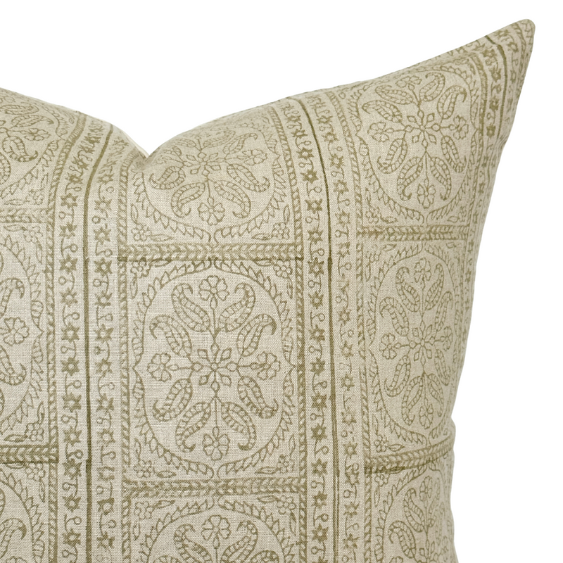 Naomi | European Floral Olive Pillow Cover