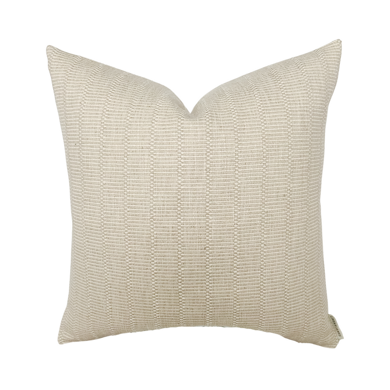 Hadley | Woven Cream & Sand Stripe Pillow Cover