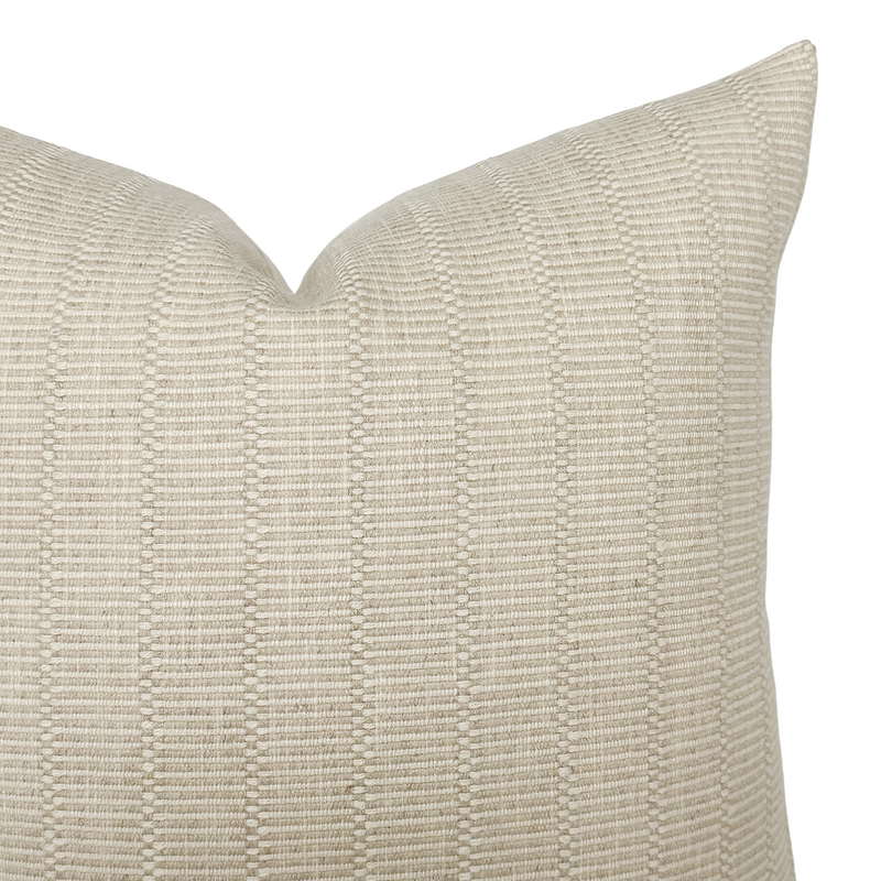 Hadley | Woven Cream & Sand Stripe Pillow Cover