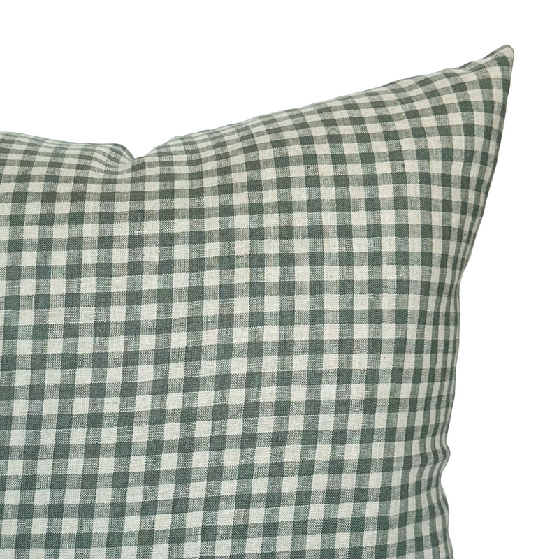 Quincy | Sage Green Linen Gingham Pillow Cover