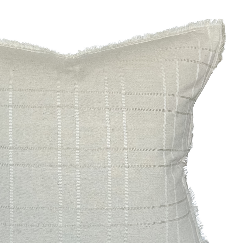 Teddy | Woven Cream Plaid Linen Pillow Cover