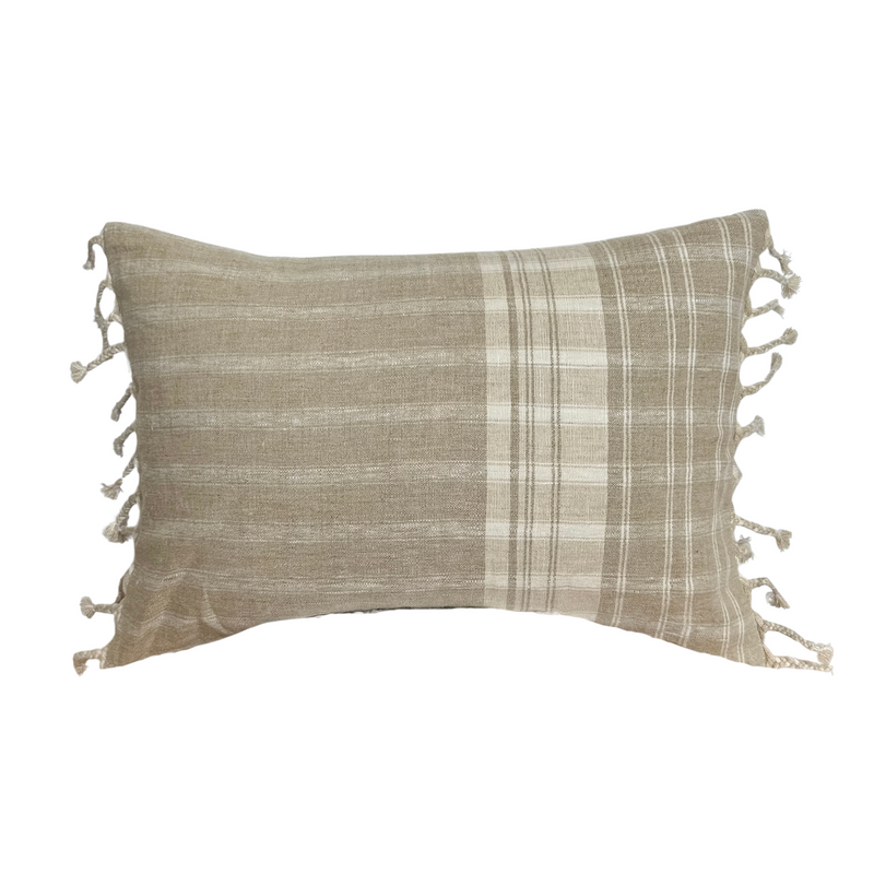 Thelma | Tan Cream Linen Stripe Pillow Cover