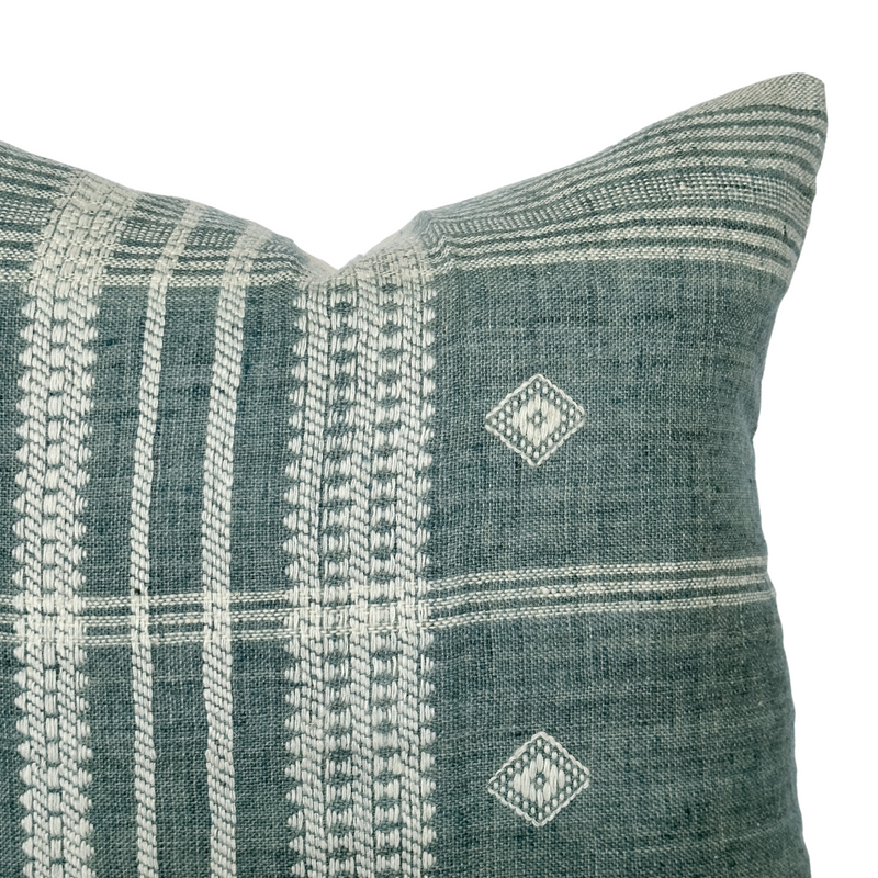 Brea | Dusty Blue Indian Wool Pillow Cover