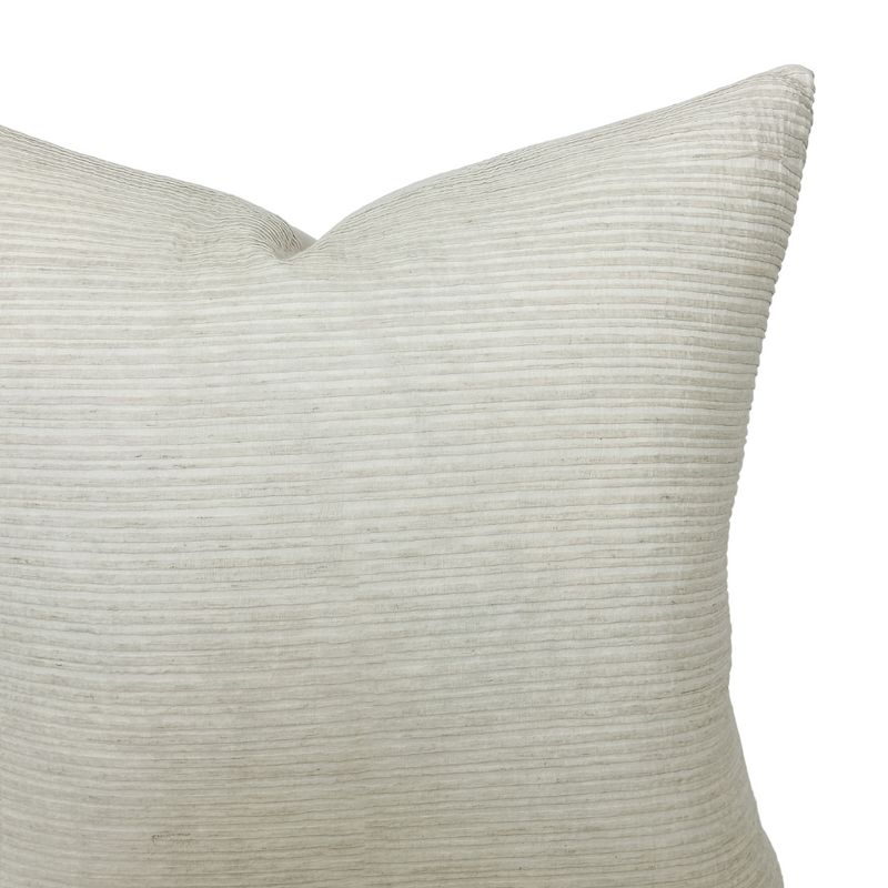 Scarlett | Cream Woven Pleated Stripe Pillow Cover