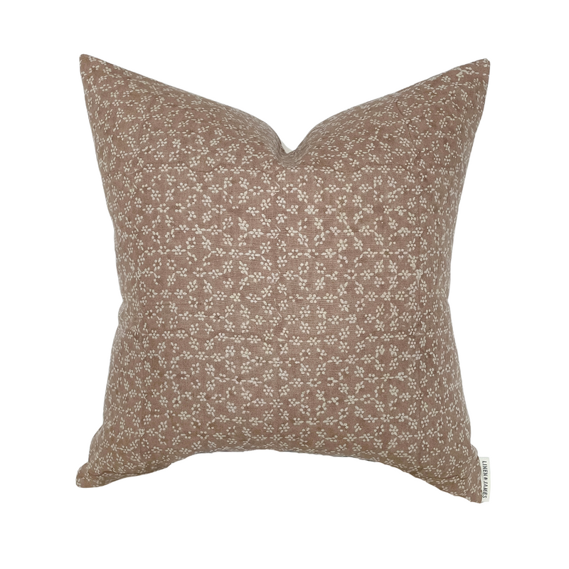 Blake | Dusty Rose Floral Handblock Pillow Cover