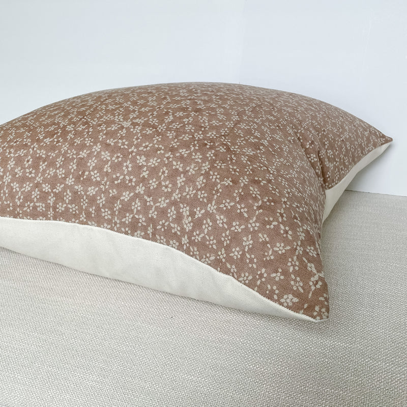 Blake | Dusty Rose Floral Handblock Pillow Cover