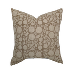 Bowen | Soft Brown Floral Handblock Pillow Cover