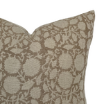 Bowen | Soft Brown Floral Handblock Pillow Cover