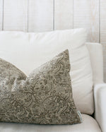 Drew | Natural Tan Floral Handblock Pillow Cover