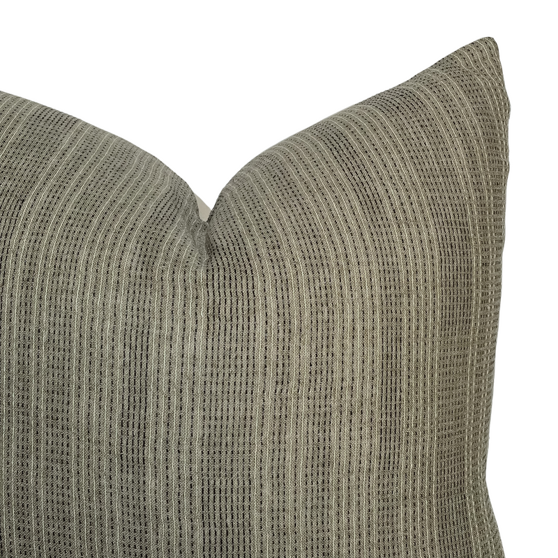 Davis | Olive Woven Stripe Pillow Cover