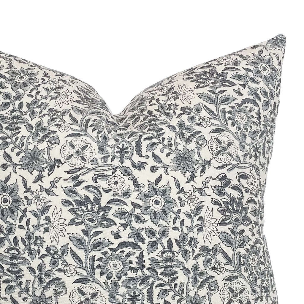 Harper | Floral Blue Handblock Pillow Cover