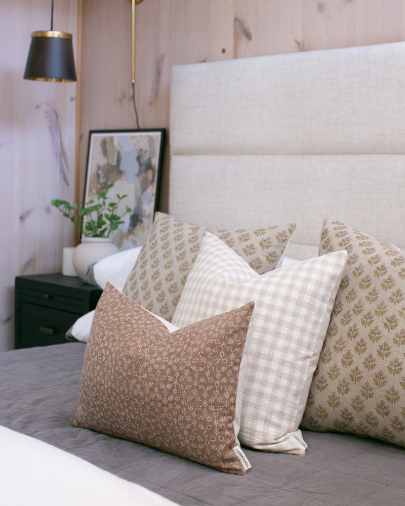 Blake | Dusty Rose Floral Handblock Pillow Cover