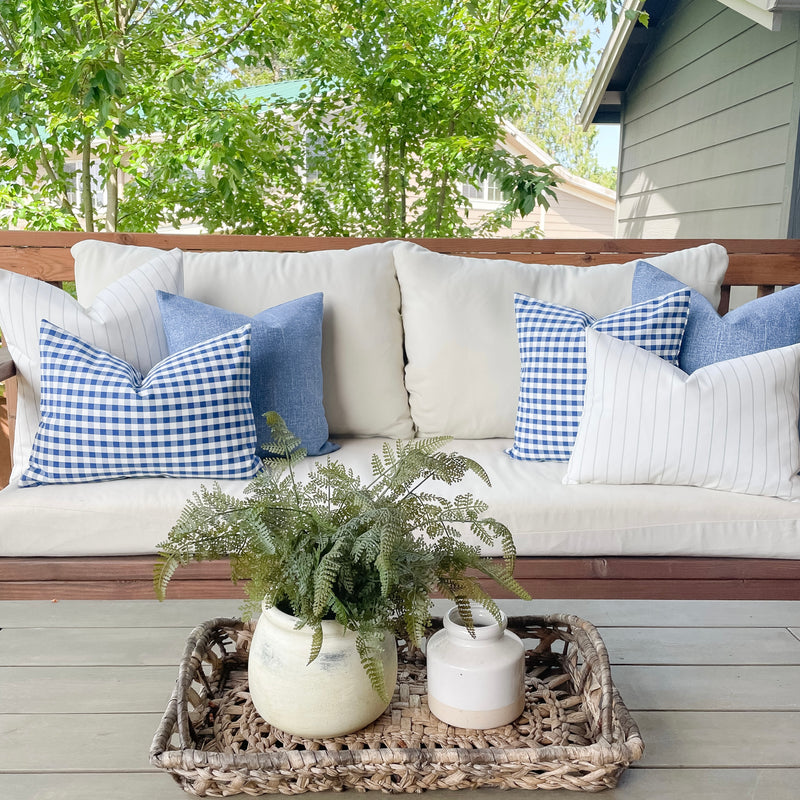 Sailor | Blue Gingham Outdoor Pillow Cover