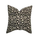 Kody | Black Floral Handblock Pillow Cover