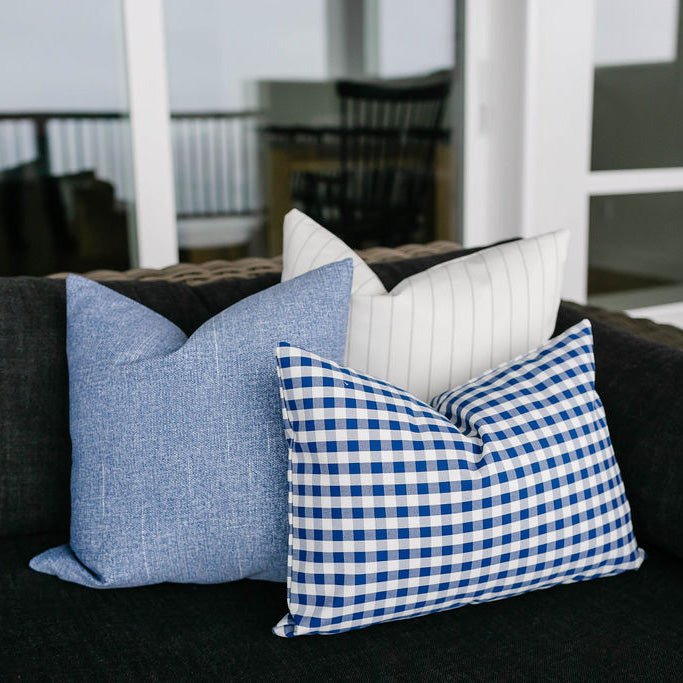 Sailor | Blue Gingham Outdoor Pillow Cover