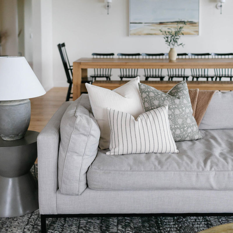 June | Sage Floral Handblock Pillow Cover