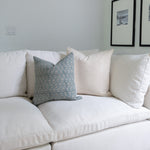 Mara | Dusty Blue Floral Handblock Pillow Cover
