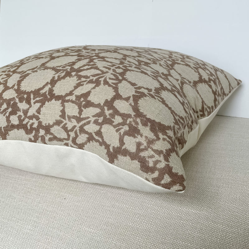Madison | Dark Rose Floral Handblock Pillow Cover