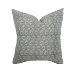Mara | Dusty Blue Floral Handblock Pillow Cover