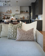 Andie | Warm Brown Floral Handblock Pillow Cover